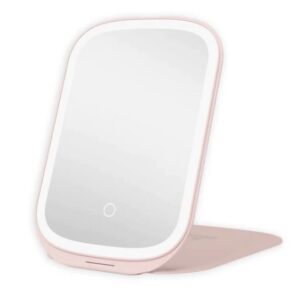Oglinda LED Portabila pentru Machiaj si Suport Pliabil ROZ