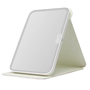 Oglinda Mare Alba Portabila Patrata cu LED pentru Machiaj si Suport Pliabil