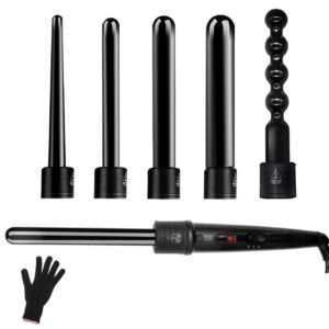 Ondulator 6 in 1 invelis ceramic 2 trepte temperatura 230 grade Manusa Negru