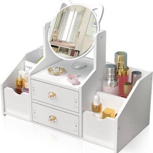 Organizator Alb de Machiaj cu Sertar si Oglinda