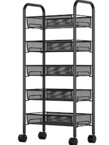 Organizator slim portabil cu 5 nivele 4 rafturi retractabile rotativ 360 NEGRU