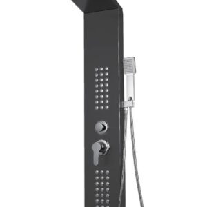 Panou de dus cu hidromasaj Inox Functie ploaie/cascada/jeturi masaj NEGRU MAT