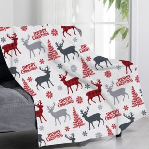 Patura Christmas 150x200cm design fulgi de zapada si brad si reni colorata