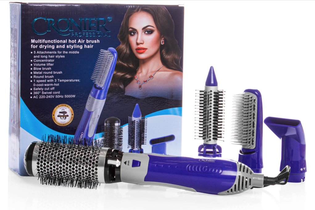Perie uscator par 5 in 1 Cronier 800 4 cu multiple accesorii pentru o coafura pefecta