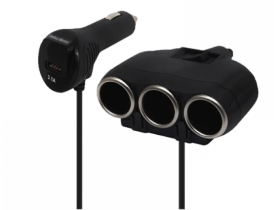 Priza auto 12V/24V Olesson 1634 cu 4 intrari 120W negru