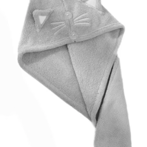 Prosop de baie pentru copii tip Turban din microfriba pentru uscarea parului model pisicuta