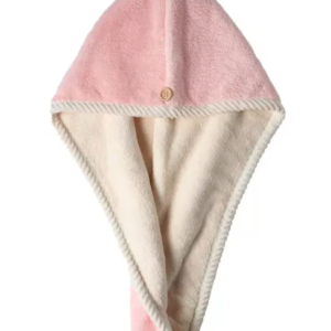 Prosop turban cu nasture pentru uscare par ROZ