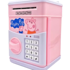 Pusculita pentru copii cu functie ATM cod pin si seif Roz/Alb Peppa Pig