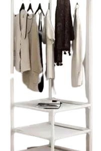 Raft de colț pentru haine alb