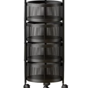 Raft metalic rotund universal cu 4 niveluri negru 34 cm x 75 cm x 30 cm