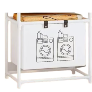 Raft/Cos Depozitare Haine Murdare pentru Baie 1 Cos Cadru de Otel Inoxidabil