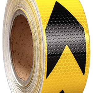 Rola banda reflectorizanta galbena cu sageata neagra 5cm x 50m