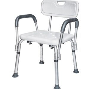 Scaun pentru baie cu suport brate ajustabil alb 57 x 46 x 70 / 84 cm