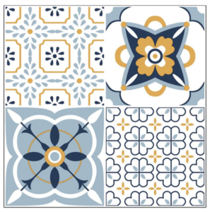 Set 12 placi autocolante din vinil 30 x 30 cm rezistente la apa model FLORAL Multicolor DP0201