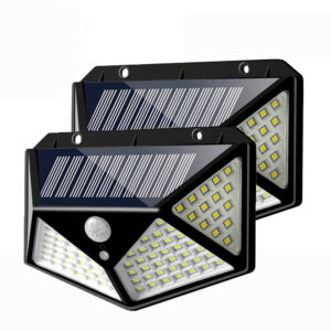 Set 2 Lampi ULTRA 100 LED Solare cu senzor de miscare si lumina 3 moduri ILUMINARE
