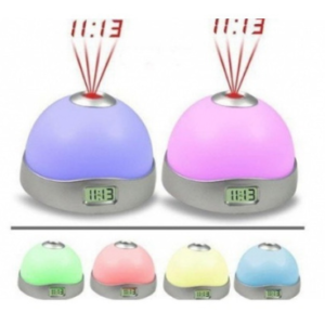 Set 2 Lampi de veghe cu ceas si proiectie