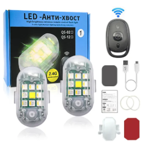 Set 2 mini stroboscope LED Wireless cu magnet acumulator si telecomanda pentru Auto Moto si Biciclete