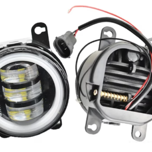 Set 2 proiectoare ceata cu DRL Angel Eyes 89 milimetri 3.5” cu 3 functii alb cu semnal galben