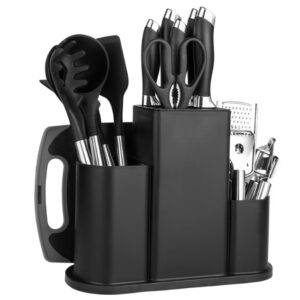 Set 20 Piese ustensile de bucatarie si cutite cu suport elegant tocator si accesorii