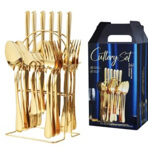 UB Set 24 piese tacamuri AURII cu suport otel inoxidabil