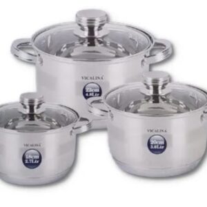 Set 3 Oale inox VL375 grele din Otel inoxidabil cu Capac