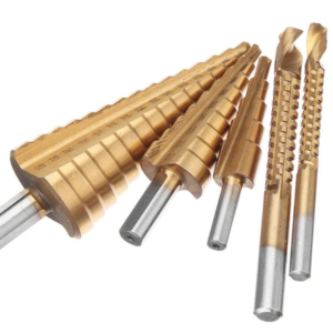 Set 3 burghie freza conica metal in trepte 4 30mm + 3 burghie frezare