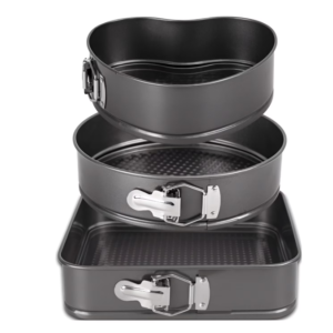 Set 3 tavi pentru copt forma Inima/Rotunda/Patrata cu baza detasabila 24/26/28 cm