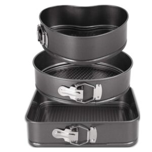 Set 3 tavi pentru copt forma Inima/Rotunda/Patrata cu baza detasabila 24/26/28 cm AM