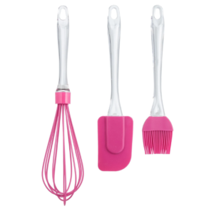 Set 3 ustensile patiserie  (tel perie de uns si spatula) ROZ Maner cu Sclipici