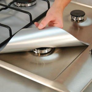 Set 4 Folii TEFLON GRI Detasabile pentru Aragaz din Teflon  Lavabila  Reutilizabila