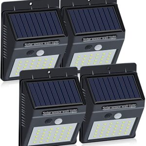 Set 4 Lampi BRIGHT 30 LED Solare cu senzor de miscare si lumina 1 mod ILUMINARE