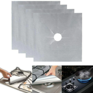 Set 4 folii ARGINTII de protectie pentru aragaz