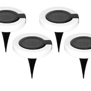 Set 4 lampi solare de gradina rotunde cu LED ALB in forma de cerc pliabil
