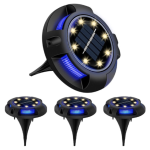 Set 4 lampi solare pentru curte cu picioruse detasabile si led lateral