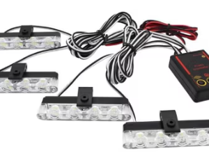 Set 4 stroboscoape pentru grila cu 4 leduri lumina galbena telecomana