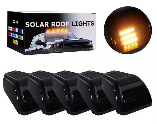 Set 5 Lampi Auto LED pentru plafon auto incarcare SOLARA Culoare Galbena exterior