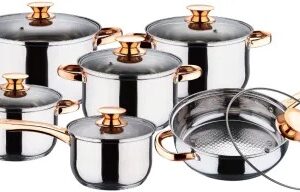 Set 6 Oale inox VL8013 grele din Otel inoxidabil cu Capac