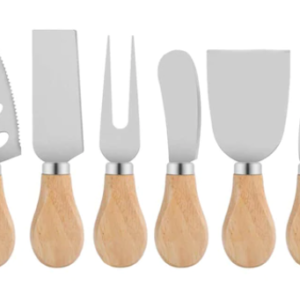 Set 6 cutite pentru branzeturi cu maner de lemn