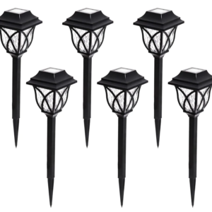 Set 6 lampi solare pentru gradina tip felinar negre