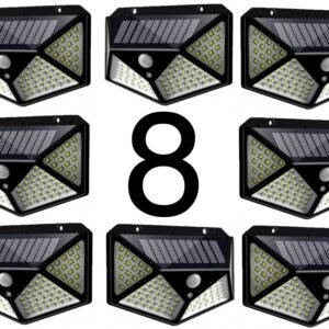 Set 8 Lampi ULTRA 100 LED Solare cu senzor de miscare si lumina 3 moduri ILUMINARE