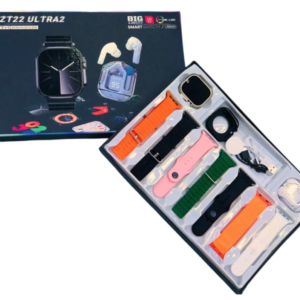Set Cadou Smartwatch ZT22 Ultra2 cu 7 Bratari incarcator Wireless si Casti Bluetooth