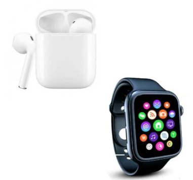 Set Ceas smartwatch inteligent si casti stereo wireless