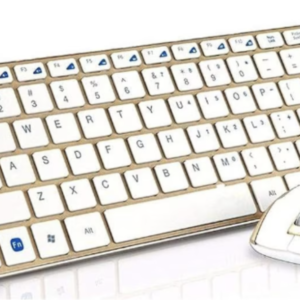 Set Tastatura si Mouse wireless design compact si elegant culoare Gold Andowl  Q K3940