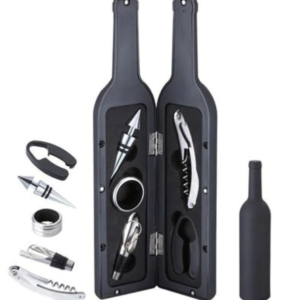 Set cadou in forma de STICLA cu  5 accesorii pentru vin cu 6 piese 32 cm HS