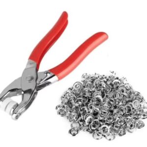 Set cleste rosu pentru capsat din metal cu capse incluse si manere antiaderente