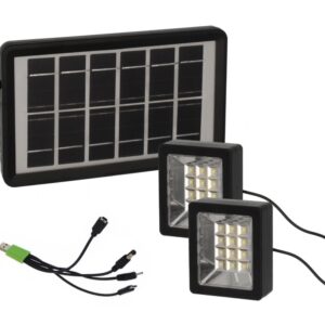 Set proiector solar cu LED 12 SMD 3W alb rece 6000K cu panou si port de incarcare USB Q D630 Andowl