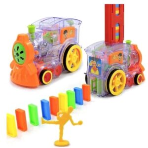 Set trenulet electric de jucarie cu 60 de piese domino