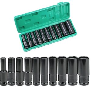 Set trusa tubulare impact Otel 10 piese 1/2 inch de la 8 la 24mm Negru