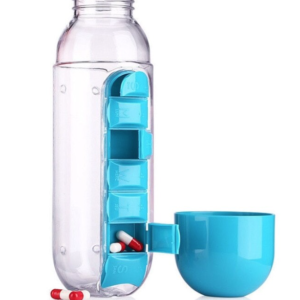 Sticla de apa cu organizator de pastile 600 ml