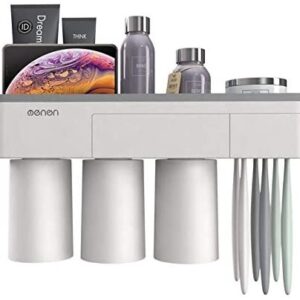 Suport Dispenser pasta de dinti cu 3 pahare magnetice 6 periute